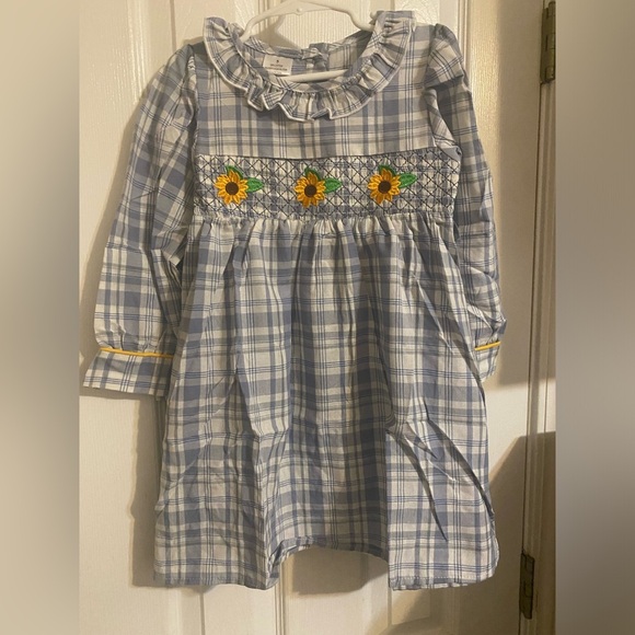 New Smocked Sunflower Dress - Picture 1 of 9